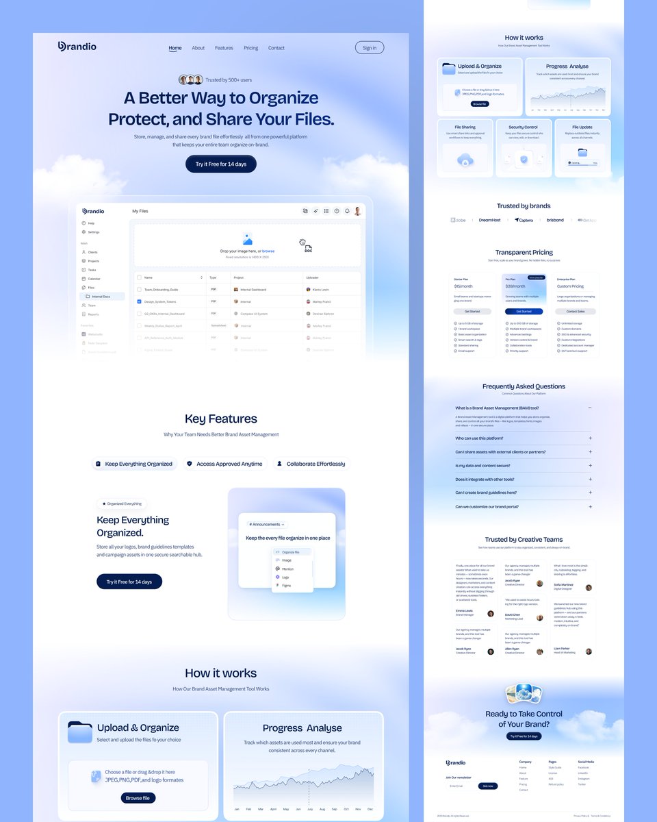 Brandio — Brand Asset Management SaaS Website UI UX Design.

This #BrandAssetManagement #SaaSWebsite experience helps teams organize, protect, and share brand assets in one powerful platform built to maintain consistency across every touchpoint.