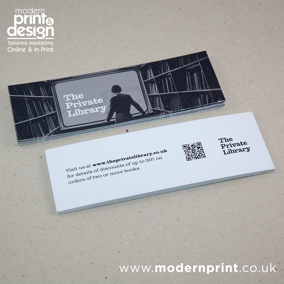 Lovely new bookmarks off the press for The Private Library! #London printed with care for a quality product – the perfect way to spread their message. 🌟 Call 01646 682676 for bookmark printers in #Pembrokeshire. 
Modern Print &amp; Design,
#Pembroke Dock.
Web | Print | Design