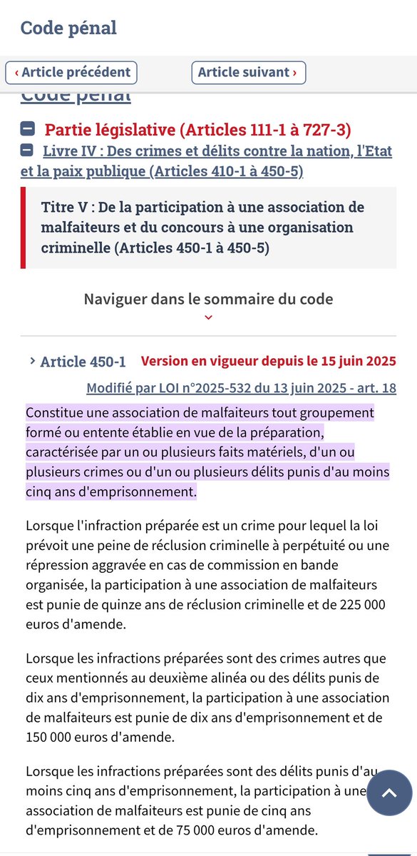 Je ne suis pas juriste, mais le cas d'Ariane de Rothschild semble correspondre à la définition d'une association de malfaiteurs.
Qu'en pensez-vous <a href="/InstitutJustice/">Institut pour la Justice</a> ?
Le parquet ne devrait-il pas se saisir à propos de ce contrat de 25 millions d'euros ?
x.com/i/status/20263…