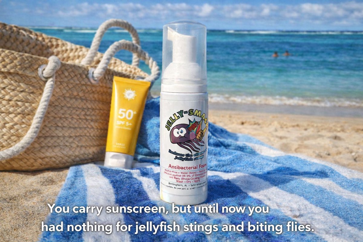 JellySmackCorp's tweet photo. Jelly-Smack is a game changer.  One product.  Every bite.  Every sting.  Every time.  https://t.co/laSOSdn4O8 #Survivor2026 #springbreak #familyvacation #beach #vacation #AmazonFinds https://t.co/nU1rKryVxY