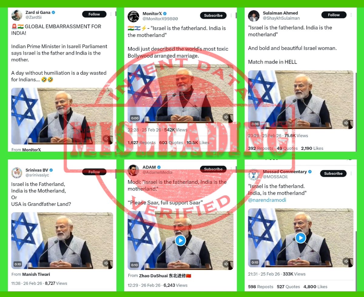 dintentdata's tweet photo. He did not say that “Israel is the fatherland and India is the motherland” in a general sense. Rather, his actual statement was: “Israel is their fatherland and India their motherland,” specifically in reference to that community.(3/4) https://t.co/nm1GvPMNnh
