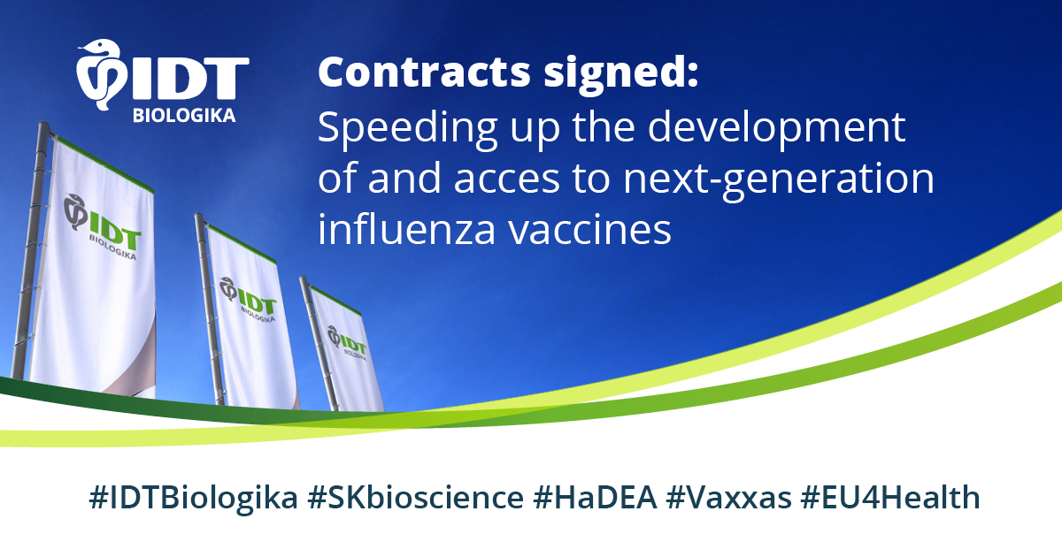 idtbiologika's tweet photo. #IDTBiologika has been selected, together with #SKbioscience &#Vaxxas, for an EU-funded next-generation #influenza #vaccine program.
🔗PR: https://t.co/ge3tt5ntxt
#CDMO #EUFunding @EU_HaDEA #EU4Health https://t.co/mqP5UFZ3D0