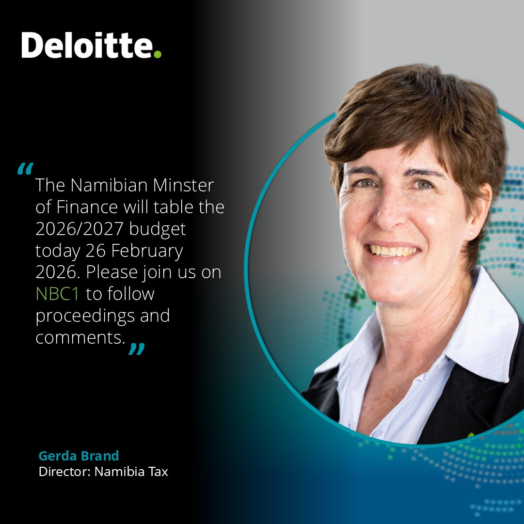 The Minister tables the 2026/27 budget today. Follow the proceedings and updates on NBC 1.

#Nationalbudget #DeloitteNamibia #DeloitteTax #togethermakesprogress