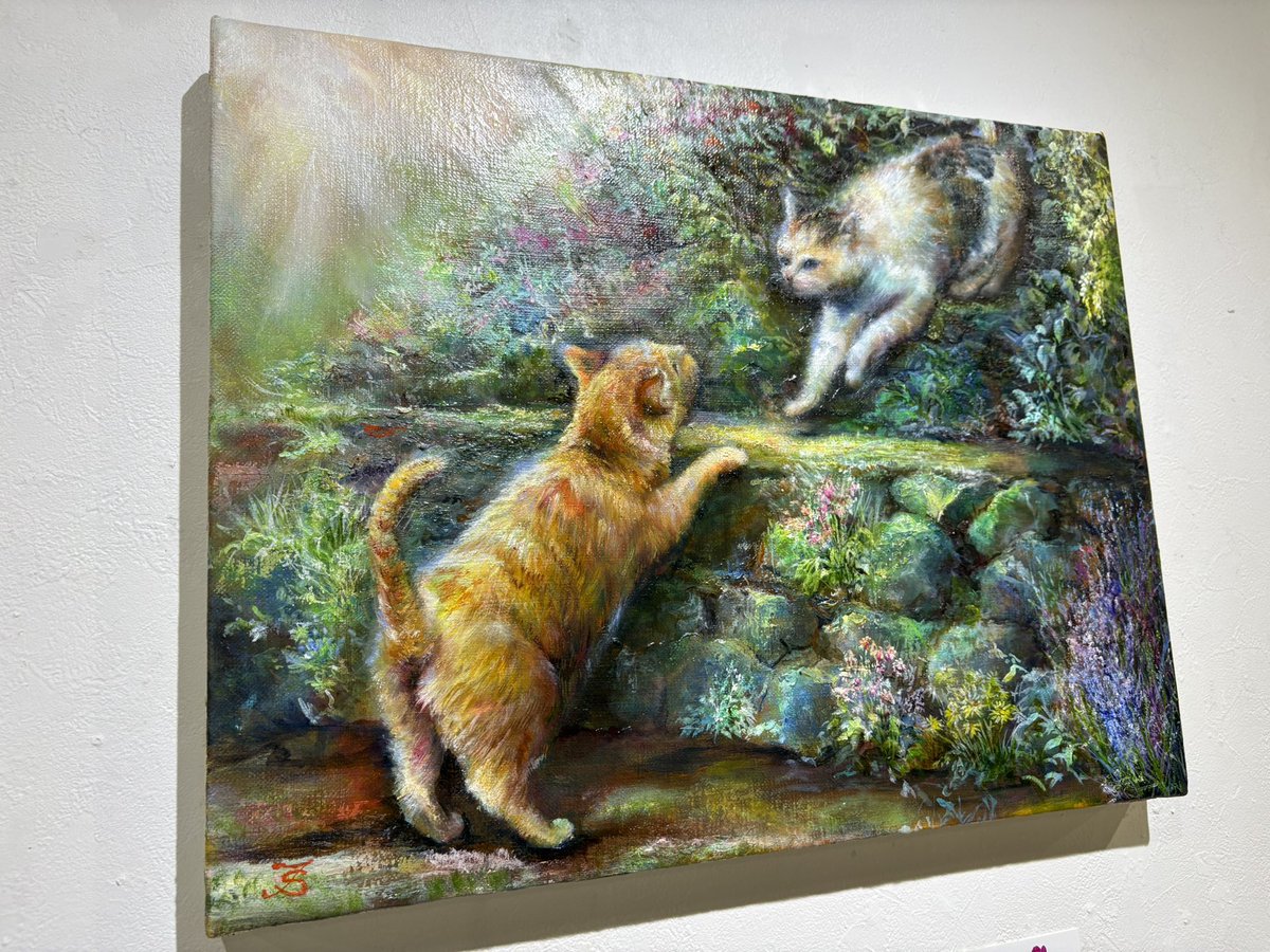 ネコ科襲来3 出展作家紹介 PainterTMKさん 油彩作品の「会いにいくよ