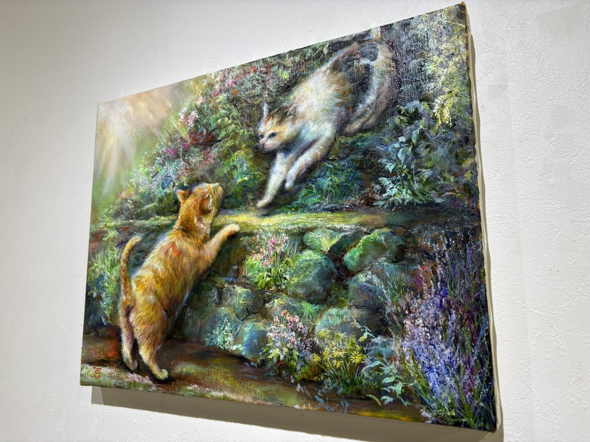 ネコ科襲来3 出展作家紹介 PainterTMKさん 油彩作品の「会いにいくよ