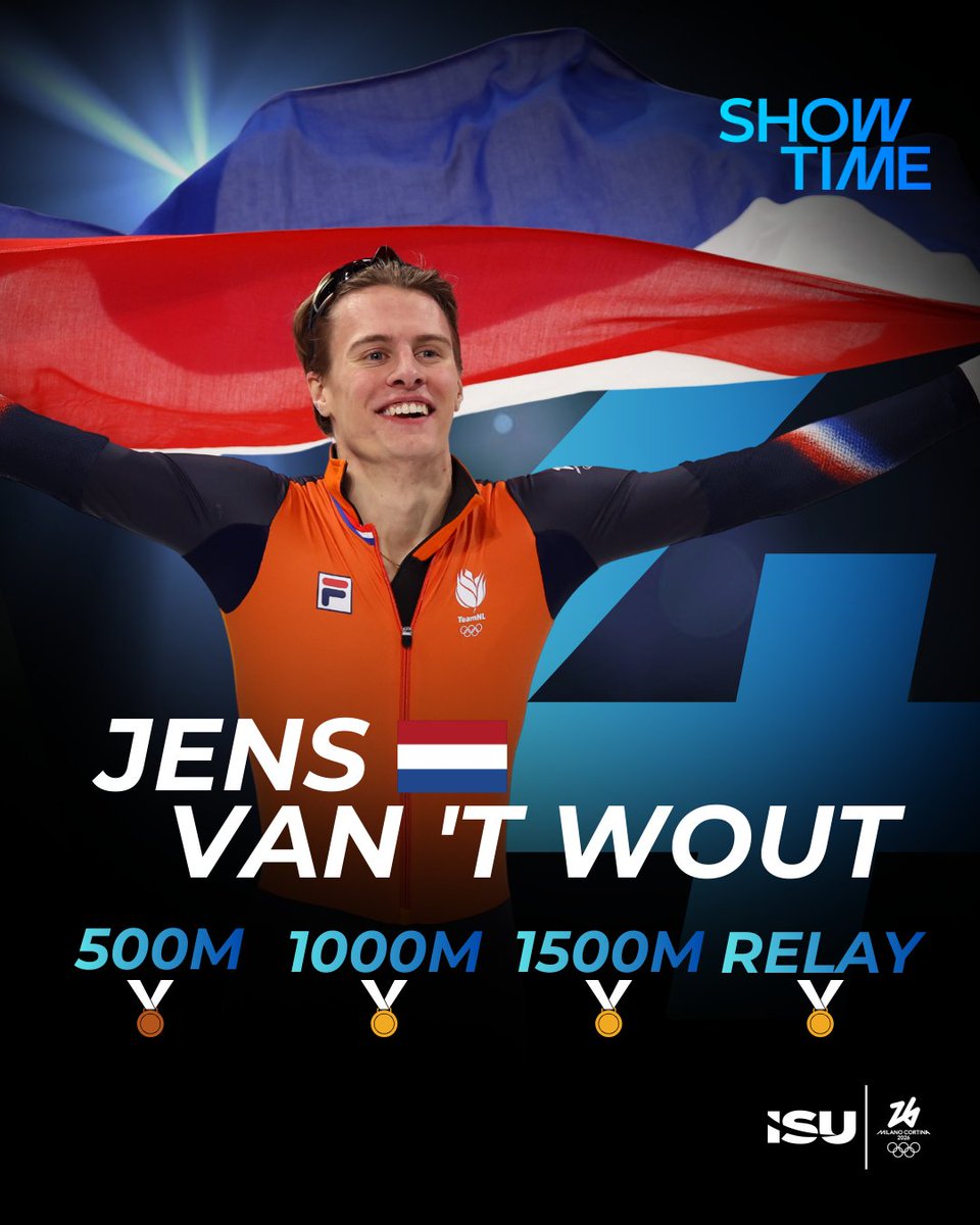 Four times on the podium! 🥇🥇🥇🥉 🤯

A performance for the history books in Milano ➡️ and Jens van ’t Wout 🇳🇱 made sure his name is written in bold. 🔥

#Olympics #WinterSports #WinterOlympics #ISUShowtime #MilanoCortina2026 #ShortTrack