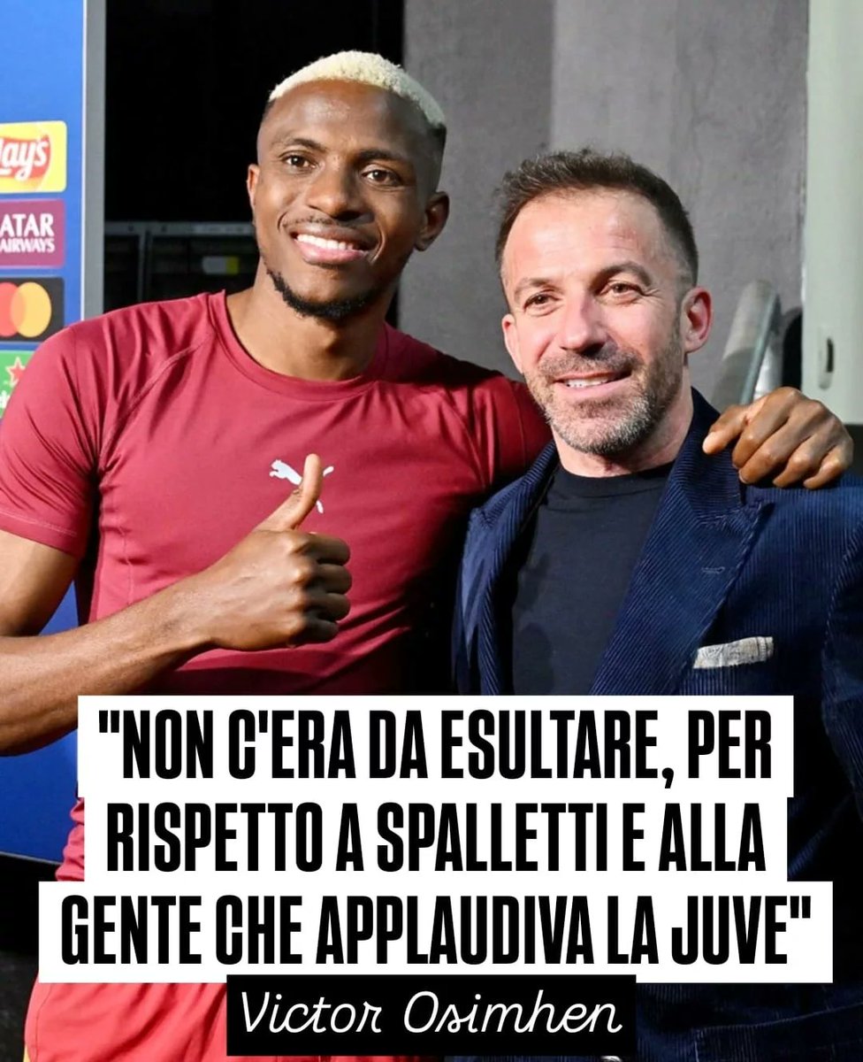 "Non c'era necessità di celebrare la rete. Per rispetto a #Spalletti, a cui voglio bene. E poi ho visto tutta questa gente che applaudiva la #Juve… Conosco questo club, questo campo, e sapevo che i loro tifosi avrebbero reso un inferno questo stadio".
#Osimhen #JuveGalatasaray