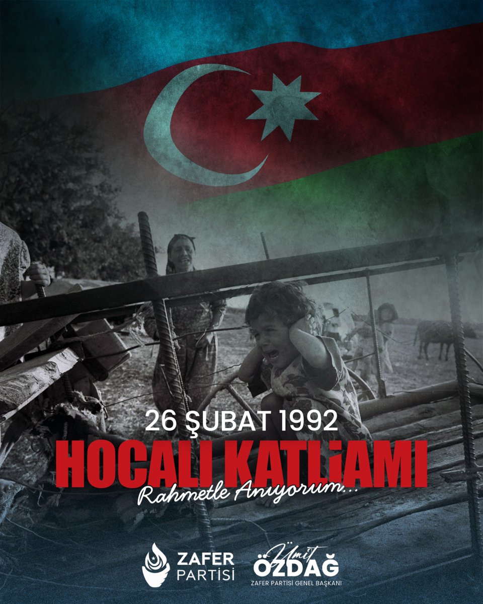 1992’de gerçekleşen Karabağ Savaşı'nda Ermeniler ve Ruslar Hocalı'da bebek, çocuk, kadın, yaşlı demeden 613 soydaşımızı vahşice katletti.

Azerbaycan Türklerinin yaşadığı bu en karanlık ve en acı katliamın yıl dönümünde soydaşlarımızı rahmetle anıyor, Azerbaycanlı soydaşlarımızın