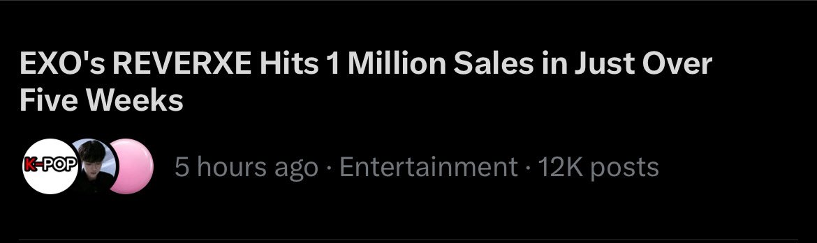 exobsocial50's tweet photo. “EXO’s REVERSE hits 1M sales” is currently No1 in South Korea X Entertainment News Highlights 🔥🎉🎉🎉🎉🎉 https://t.co/x9KEUAeEsH