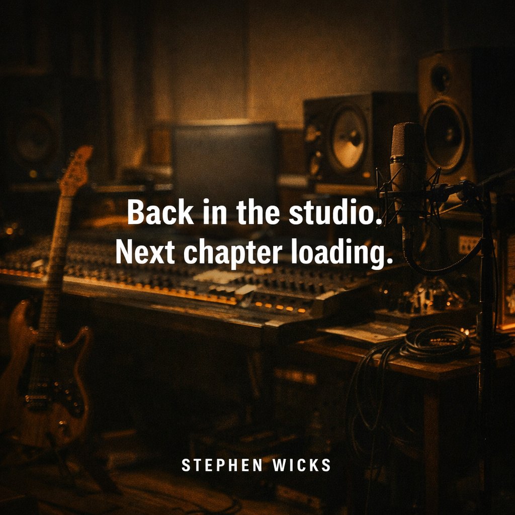 StephenwicksX's tweet photo. Here’s the best version for today

Back in the studio this week and focused.

After a strong radio run for Follow The Herd, it’s time to build what comes next.

New material in progress.

#StephenWicks #StudioSession #IndependentMusic #AlternativeRock #NewMusic https://t.co/9Pc8rcN4E5