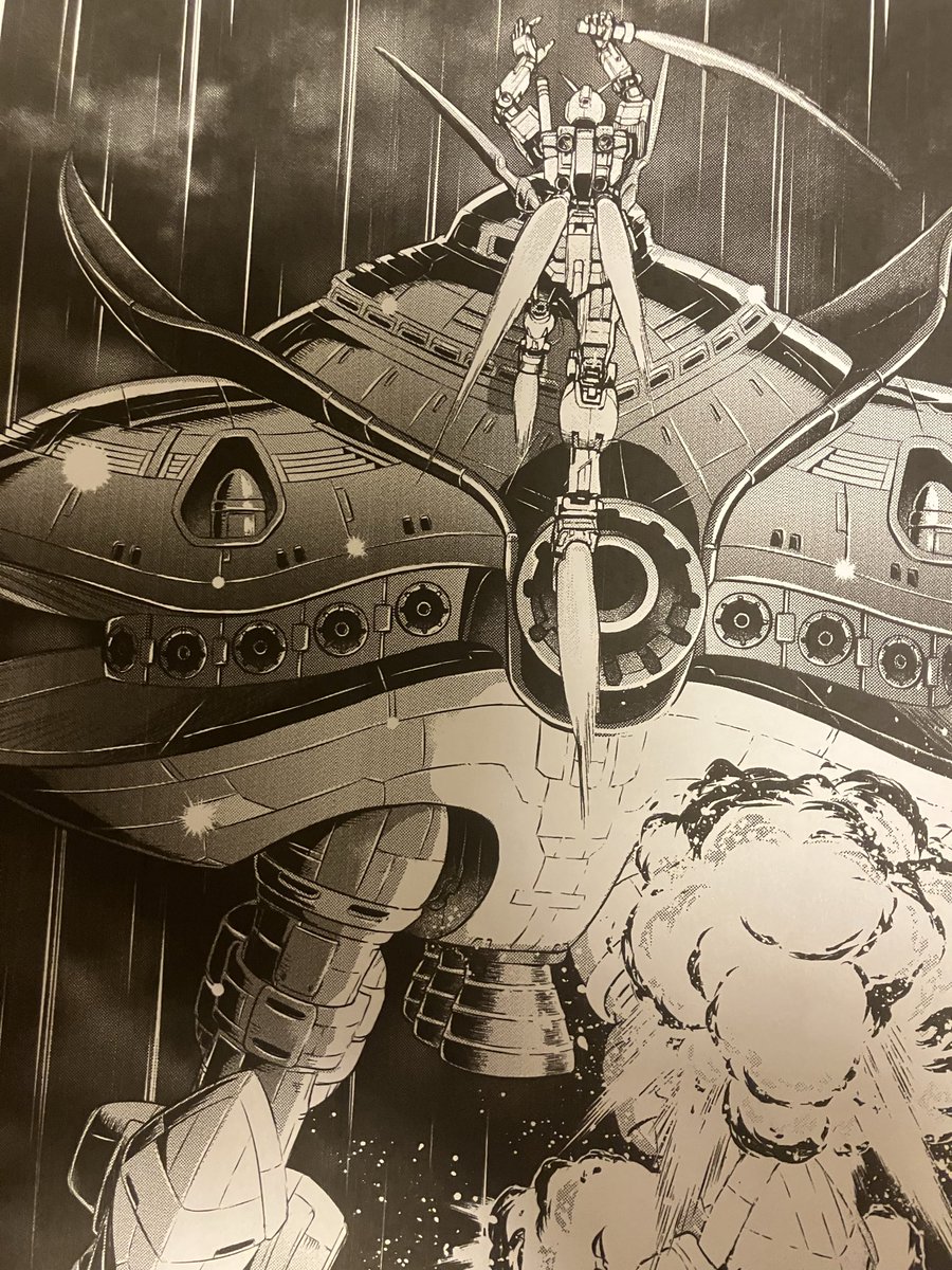 アグレッサーとしては珍しく、劇中の有名シーンをそのまま再現する演出も入れました
これは簡単そうでかなり時間がかかりました
みんな知ってるシーンだから雰囲気を壊さずにアグレッサーの漫画に落とし込む作業が大変で
っていうかビグ・ザム！
お前は本当に難しい！作画殺しめええ