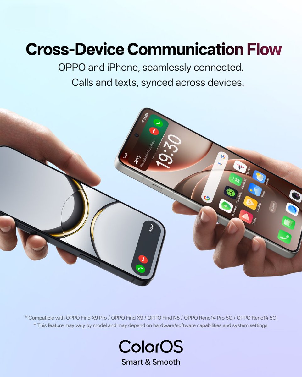 colorosglobal's tweet image. Seamlessly sync across OPPO and iPhone 🤝 #OPPOColorOS16 #MoreColorEveryMonth