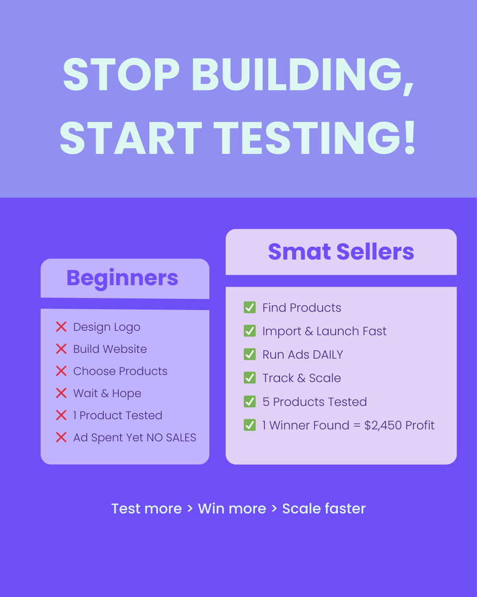 sttm_official's tweet photo. Stop building. Start testing.

Speed beats perfection in dropshipping.
The faster you source and ship, the faster you grow 🚀
#shopifydropshipping #dropshippingbusiness #shiptothemoon #ecommerce #dropshipping https://t.co/oOMvIQfE8s