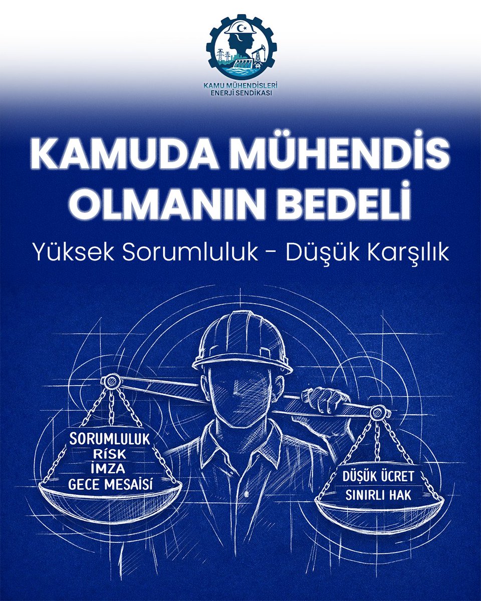 KaMuhEnerjiSen's tweet photo. Kamuda mühendis olmak;
yüksek sorumluluk, ağır iş yükü ve büyük risk demektir.
Ancak bu emeğin karşılığı;
düşük ücret ve sınırlı özlük haklarıyla verilmektedir.
Bu denge ne adildir,
ne de sürdürülebilirdir.
#SorumlulukVarsaHakdaOlmalıdır
#KamuMuhendisiYoksayılıyor 
@MuhTekSen_Konf @KaMuhEnerjiSen @Akparti @herkesicinCHP @MHP_Bilgi @SaadetPartisi @iyiparti @rprefahpartisi @devapartisi @GelecekPartiTR