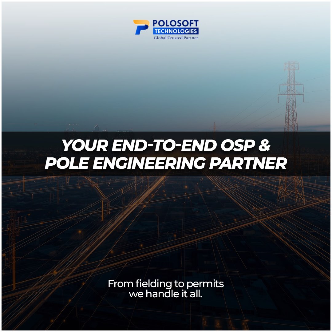 Polosofttech's tweet photo. Polosoft Technologies, your end-to-end OSP &amp; Pole Engineering Partner.
https://t.co/ThyFylf1UF
#FTTH #FTTX #FibreNetwork #PoleLoading #FiberNetworkDesign #BroadbandInfrastructure #PoleEngineering #OSPDesign #FiberDeployment #NextGenConnectivity #HighSpeedInternet #NetworkPlanning https://t.co/y5ydYbXdE7