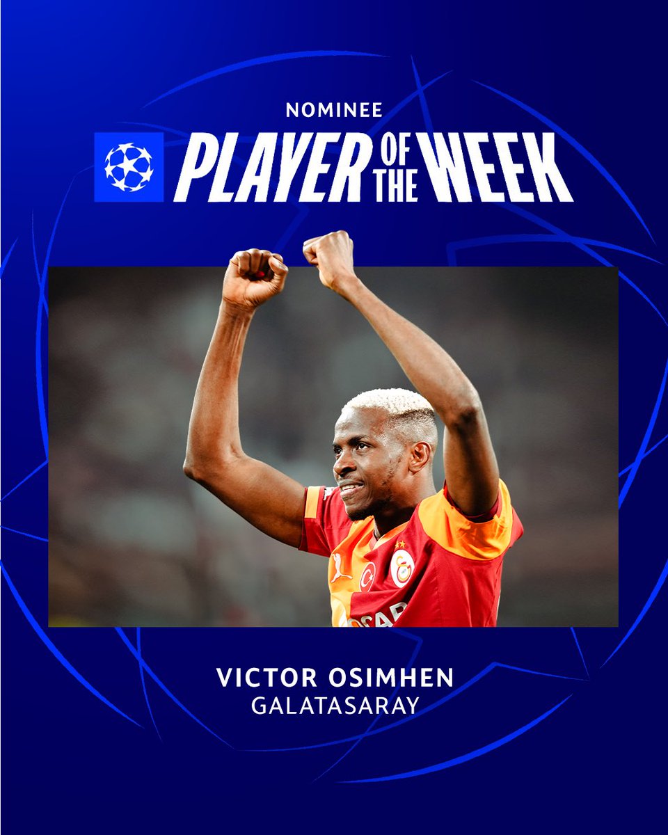 🌟 <a href="/ChampionsLeague/">UEFA Champions League</a>’de haftanın oyuncusuna aday gösterilen Victor Osimhen’e oy vermek için 👉 bit.ly/HaftaninOyuncu…

#UCL