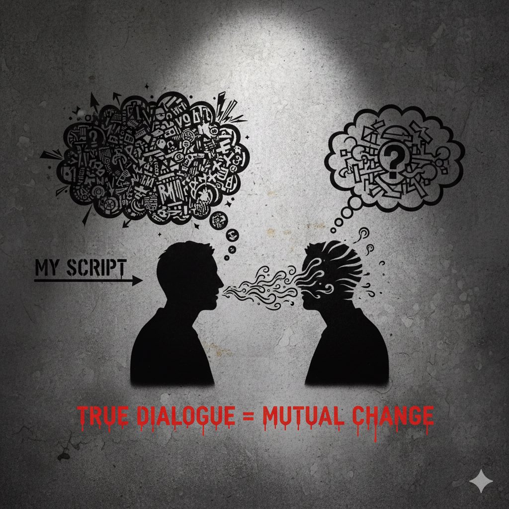 Psycho_Growth's tweet image. Real connection requires the courage to be changed by someone else's words. 

If you already know your answer before they finish, you aren't listening—you're just waiting. 

True dialogue is a dance of mutual influence, not a battle of scripts. 🧠💬 #ActiveListening #Empathy