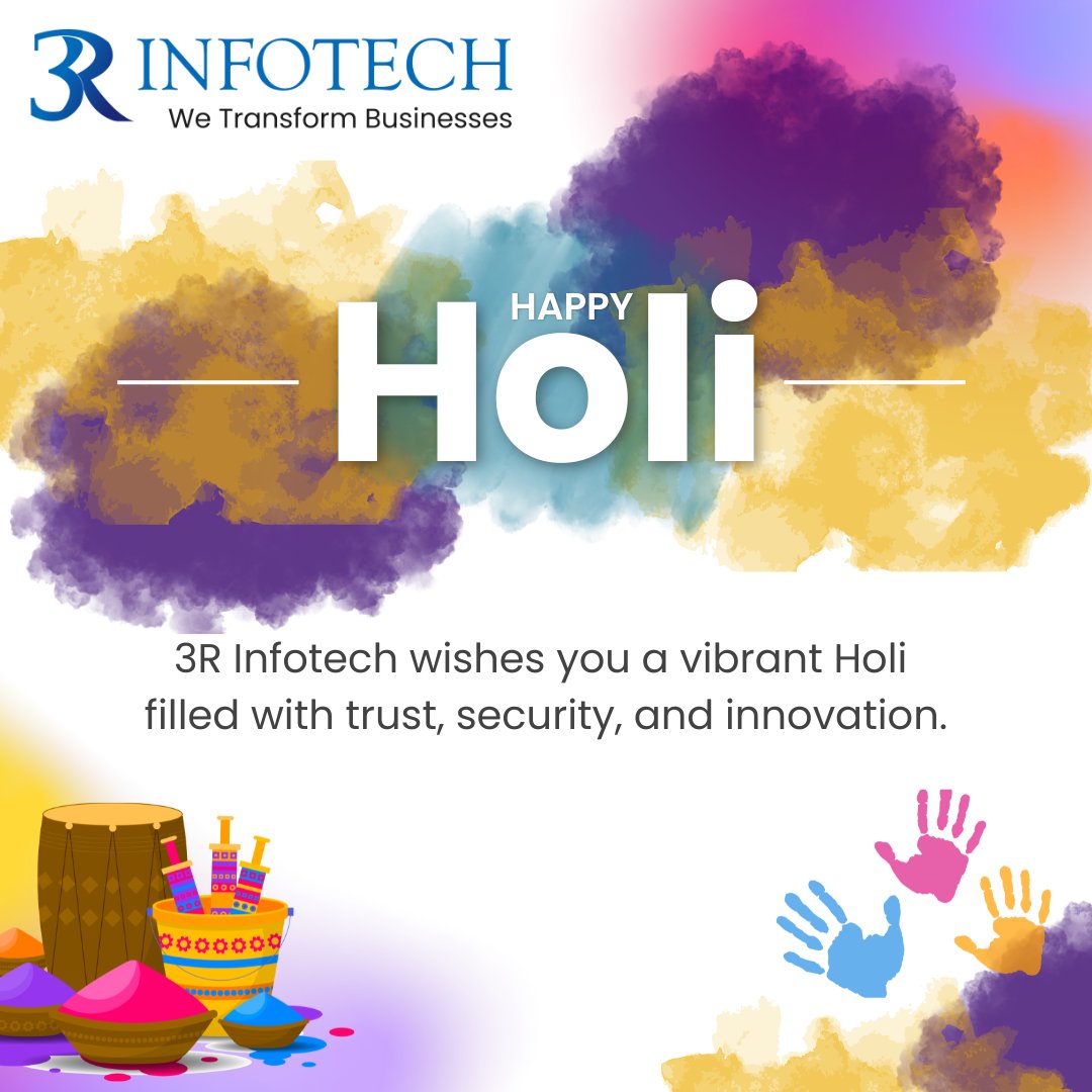 3RInfotech's tweet image. At @3RInfotech , we believe colors are more than celebration - they represent trust, resilience, innovation, and the vibrant partnerships we build every day.

Wishing you a safe, colourful, and prosperous Holi!

#3RInfotech #HappyHoli #FestivalOfColors