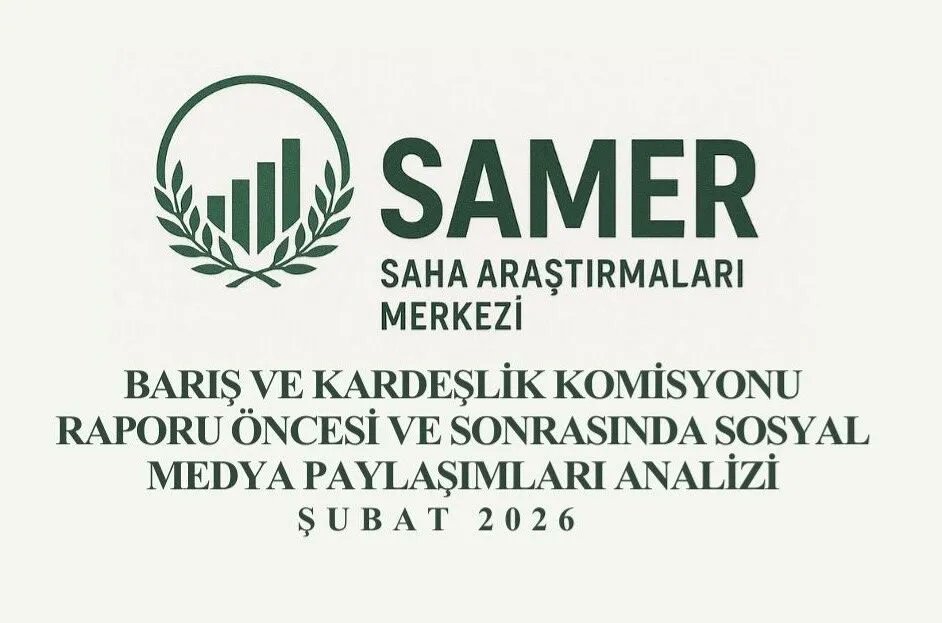 SAMER tarafından hazırlanan “Barış ve Kardeşlik Komisyonu Raporu Öncesi ve Sonrasında Sosyal Medya Paylaşımları Analizi” yayınlandı.
Çalışma, 11–24 Şubat 2026 tarihleri arasında atılan tweetleri nitel olarak inceleyerek barış ve güven kavramları etrafında şekillenen söylemleri