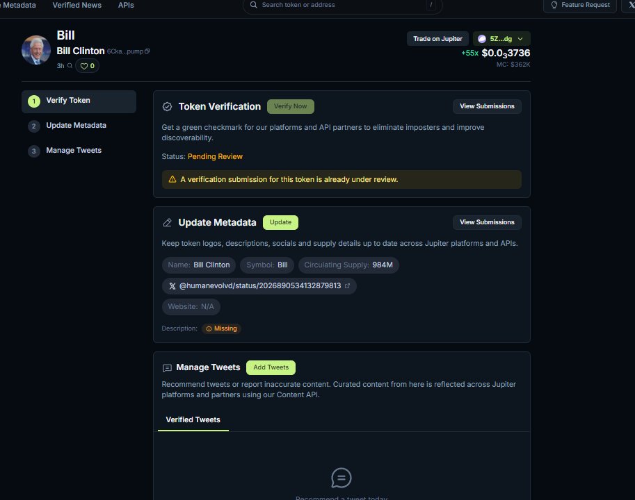 $Bill express listing on jupiter is submitted 
6Cka4cPGBbuQtWuyp3KpTMAnyGjjR7YXVFTafmoNpump