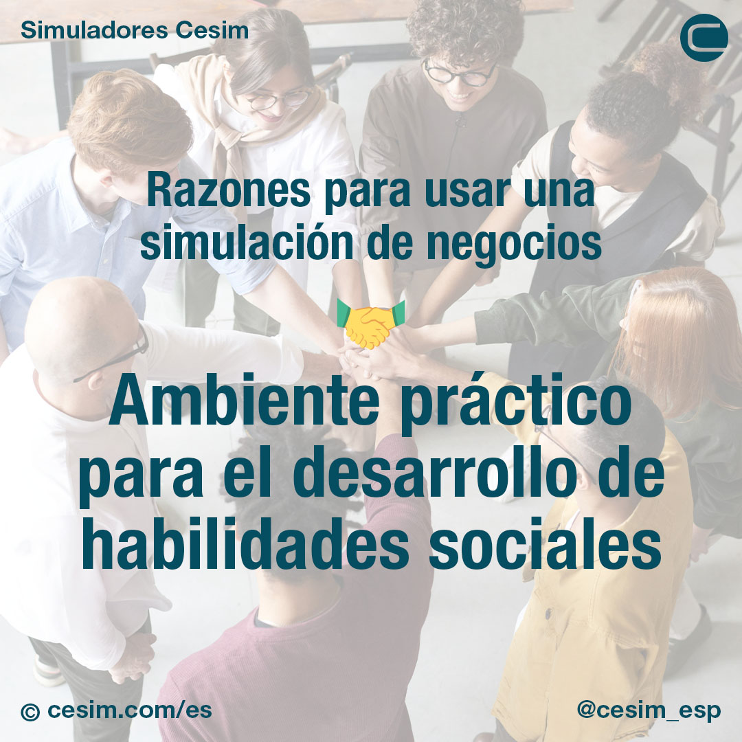 🤝 Ambiente práctico para el desarrollo de habilidades sociales

Al utilizar una simulación de negocios, los participantes deben aplicar y practicar importantes habilidades sociales.

Descubra más sobre por qué usar nuestras simulaciones de negocios: cesim.com/que-es-una-sim…