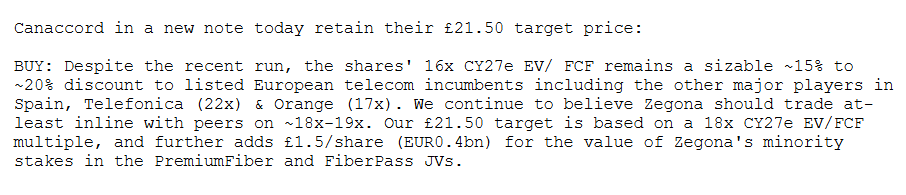 entrustTMF's tweet photo. #ZEG Zegona could have some way to go yet according to Canaccord:- https://t.co/fasb7mIUP2