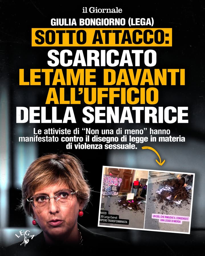Un gesto vergognoso e inaccettabile. Il confronto politico si fa con le idee, non con gesti come questo. Solidarietà alla senatrice della Lega Giulia Bongiorno: siamo con te!