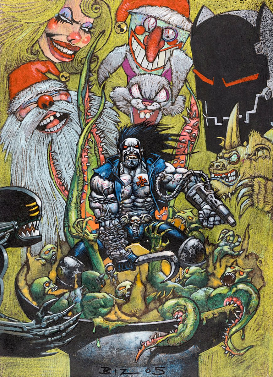 A piece of artwork by Simon Bisley that was to be used for the cancelled Lobo Vs. The Rat King game for #PlayStation 2 and #Xbox. Usual upscale/clean/retouch combo applied.
