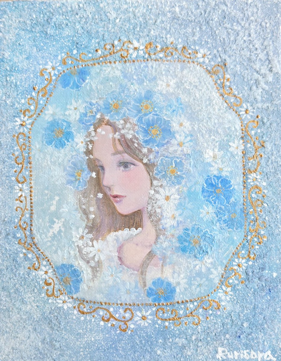 ｢花のベール｣F0キャンバス　アクリル

モデリングペーストを使ったマチエール、おせんべいの雪の宿っぽいかもしれない😆

#artmeter #Artmeter #アートメーター