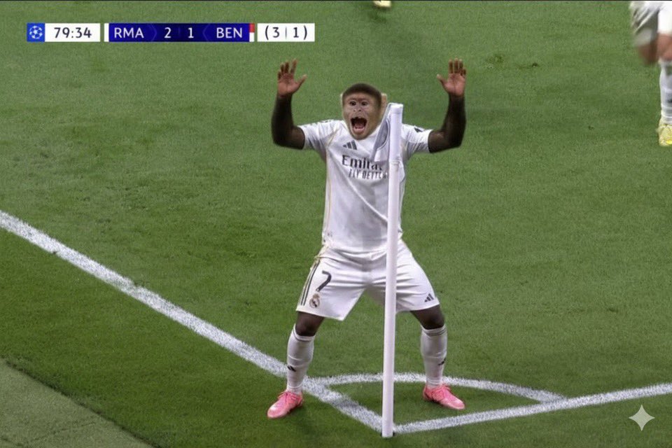 ma33752's tweet photo. 🗣️🙊Declaraciones IMPACTANTES de Vinicius tras su roce con Prestianni y su gol frente al Benfica:

“Prestianni Unga Badunga Bunga. ” https://t.co/1e5Hc4KRFt