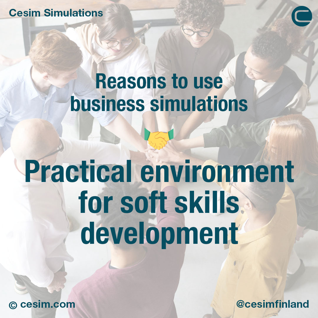 🤝 Practical environment for soft skills development

When playing a business simulation participants need to apply and practice important soft skills.

Learn more about why to use business simulations: cesim.com/what-is-a-busi…