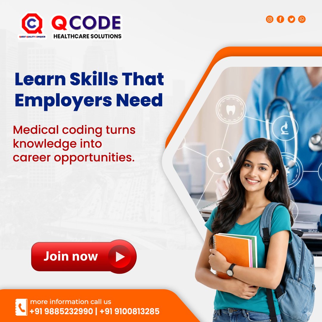 qCodeacademy_'s tweet photo. Turn learning into a career opportunity.🩺
Medical Coding is a smart choice for students looking for a stable and rewarding healthcare career.
Join Q Code Health Care Solutions and learn the skills employers are hiring for today.

#MedicalCoding #HealthcareJobs #StudentCareer https://t.co/eAU7fm9vBj