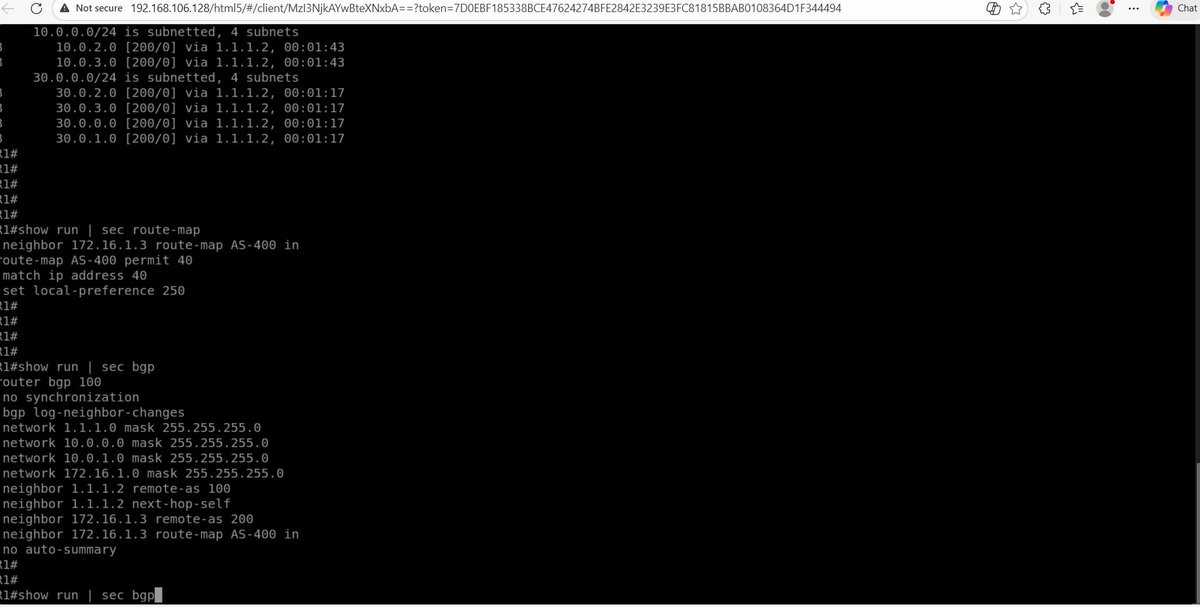 fact_martin1's tweet photo. Mastering #BGP ๐ชneighbor configs and route-maps๐ฅ๐ฅ #BeyondNetworking #SpeakingNetworks https://t.co/JAda7mfQdI