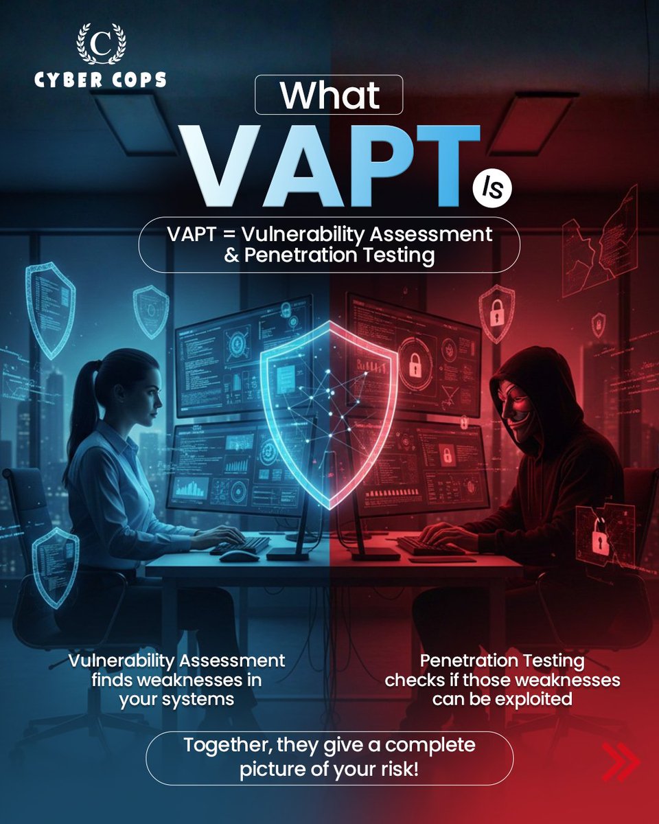 Cyber_Cops_'s tweet photo. With a comprehensive #VAPT assessment, you gain visibility into weaknesses, actionable insights to strengthen your defenses, and peace of mind knowing your systems are secure.

Protect your business before a breach happens. Connect with Cyber Cops today. 🚀 https://t.co/bIZ84RU6Q5