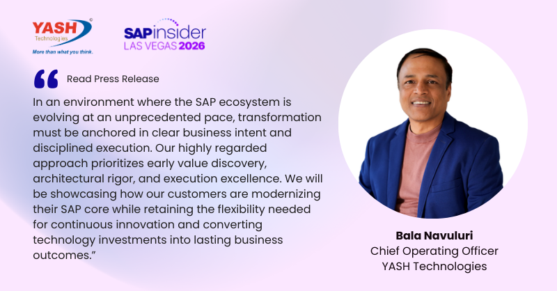 YASH_Tech's tweet photo. YASH Technologies Announces Double Platinum Sponsorship at @SAPinsider 2026, Highlighting Value-Led Cloud ERP and AI-Enabled Enterprise Transformation. ✨ 

Read the full Press Release 👇 
🔗 https://t.co/cIcOiVjPl6

#SAPInsider2026 #AIReady #YASHTechnologies #RISEwithSAP #YASHatSAPinsider #LasVegas #YASH4HANA SAP