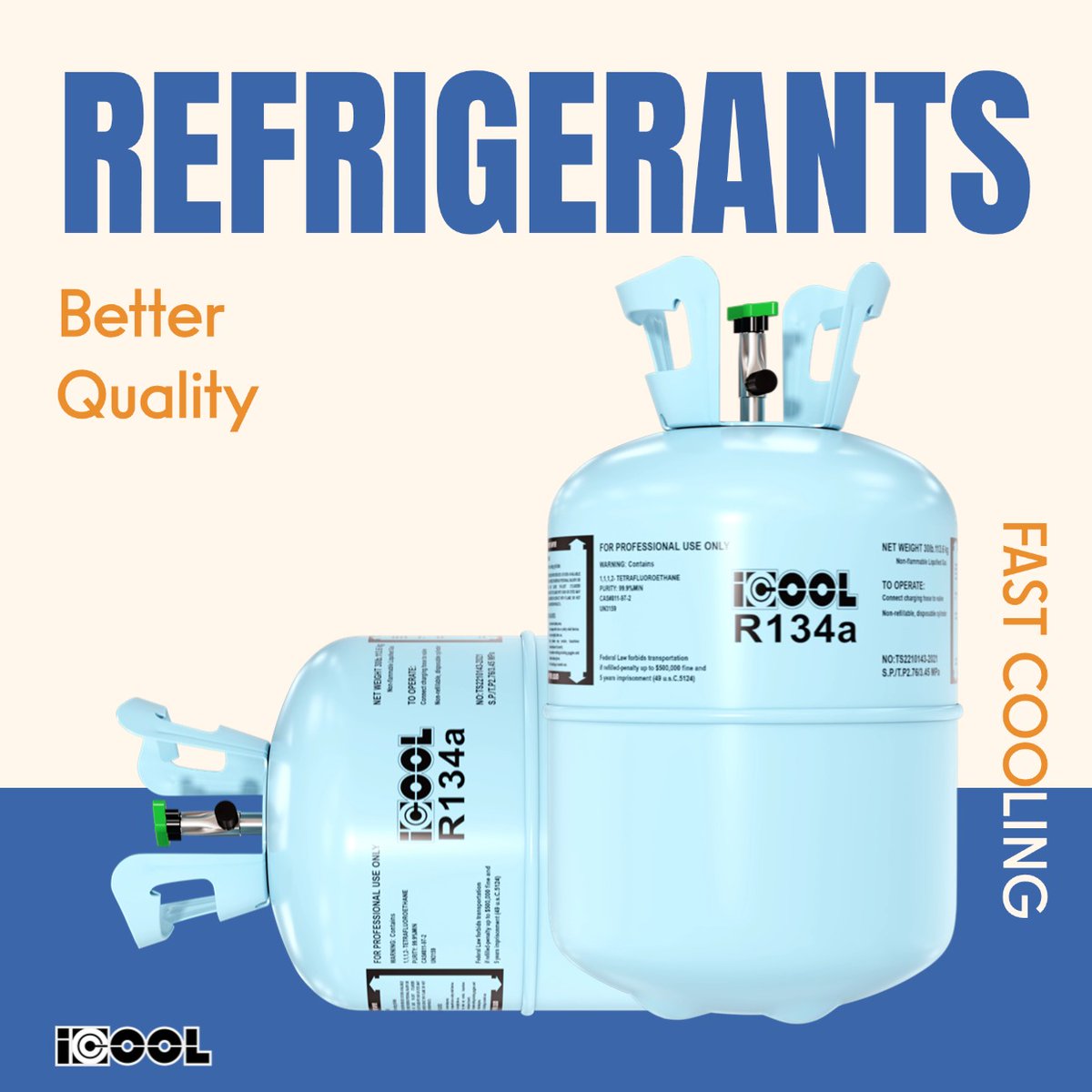 ICOOL_official's tweet photo. Refrigerants are different 🤫

R134A is a refrigerant which widely used in car air conditioning and domestic refrigerators. It is also widely used as chiller in the industrial and commercial sectors❄❄

Select the right one to cooling down your equipment 👉📩

.

#refrigerants https://t.co/3Nvy5EYOG8