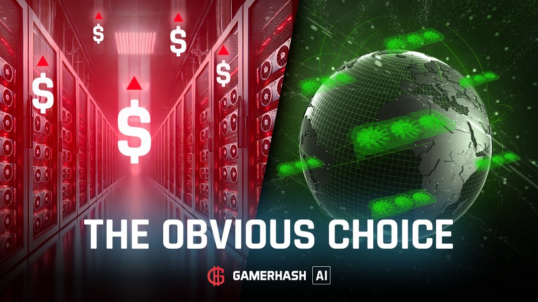 GamerHashCom's tweet photo. Big tech owns the AI infrastructure. They set the prices. They control the access.

DePIN flips that.

Instead of a few massive data centers, you have thousands of individual GPUs around the world. Owned by regular people. Earning for their owners.

That is what we built. One GPU at a time.