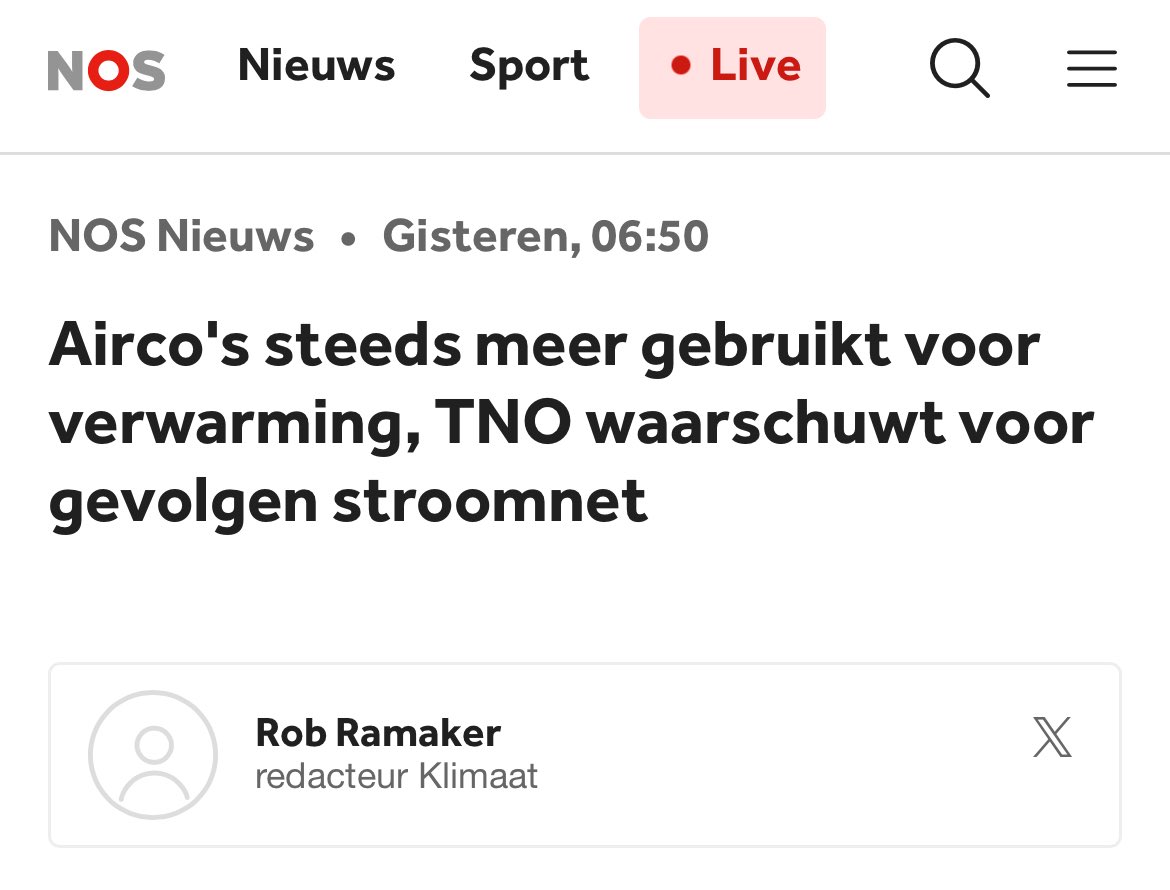 SimoneSays123's tweet photo. Zucht, weer zo'n misleidend onzinartikel.
De headline zou moeten zijn: 'Mensen besparen slim op gas door airco te gebruiken', maar nee hoor, heb je een airco om je kosten te drukken, dan ben jij het probleem. Niet het jarenlange falende beleid natuurlijk. Want hé, hier hadden ze niet op gerekend dat mensen zo slim zouden zijn. Past natuurlijk ook niet in hun groene sprookje.

TNO onderzoeker Kooger: "Nederland is bezig van het gas af te gaan, maar zette nooit in op airco's." Nee natuurlijk niet wanneer je denkt dat je burgers dom zijn hou je hier geen rekening mee. En oh ja, ook niet dat mensen zo slim zouden zijn om in de zomer hun huis te koelen als de panelen loeien op het dak, iets met 1 op 1 verbruik, zodat je minder teruglevert en dus minder terugleverkosten betaalt.

Over de stijging van gastarieven: "Dat nam een vlucht toen de gasprijzen sterk stegen na de Russische invasie..." Een vlucht en sterke stijging is een understatement, maar los hiervan, de stijging (lees verdubbeling) vond al plaats in oktober 2021, dus 5 maanden voor het uitbreken van de oorlog.

Kort samengevat, een airco is ineens het probleem, maar een elektra slurpende, dik gesubsidieerde warmtepomp is de grote oplossing. Logica op z'n kop 🤓

➡️https://t.co/aYb8vMtcVe