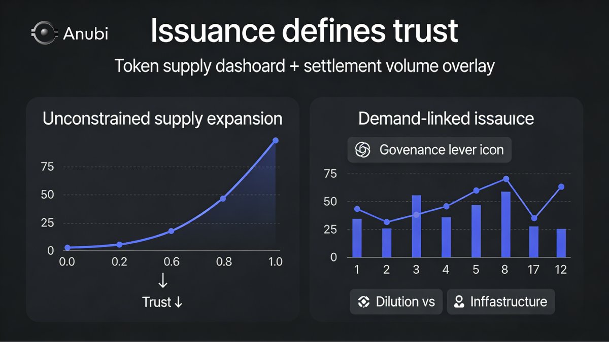 Anubi_sab's tweet image. Issuance is governance in disguise. Supply that expands without constraints dilutes trust. Supply that expands with settlement demand becomes infrastructure.
#TokenDesign #Issuance #MarketStructure #Crypto
