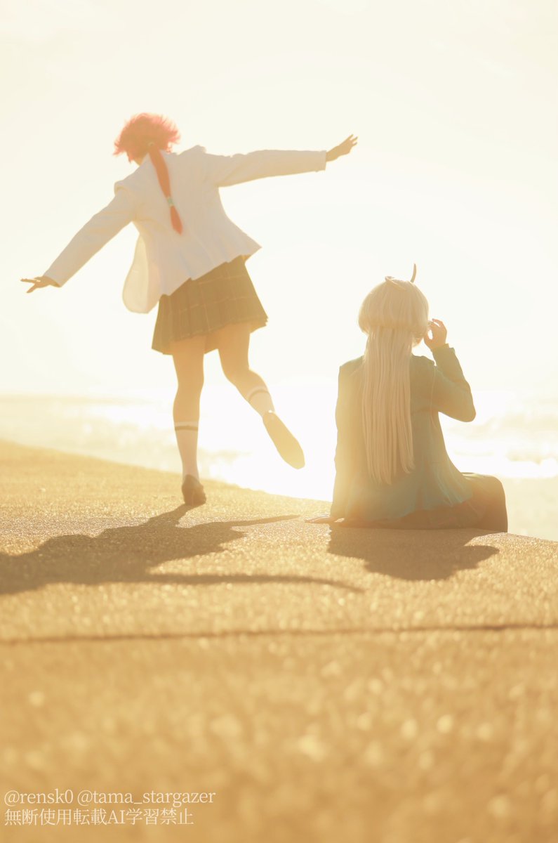 一緒に笑ったこの海辺が、
 きっと私のフロンティア。

A new horizon, 
as long as I’m with you. 

スレッタ：<a href="/rensk0/">楝</a> 
ミオリネ：珠 
Photo：<a href="/ash_camera/">ash(あさひ)📷</a> 
Event：<a href="/cosblues/">#こすぶるコミュニティ</a>

#水星の魔女 #青春フロンティア
#スレミオ #SuleMio