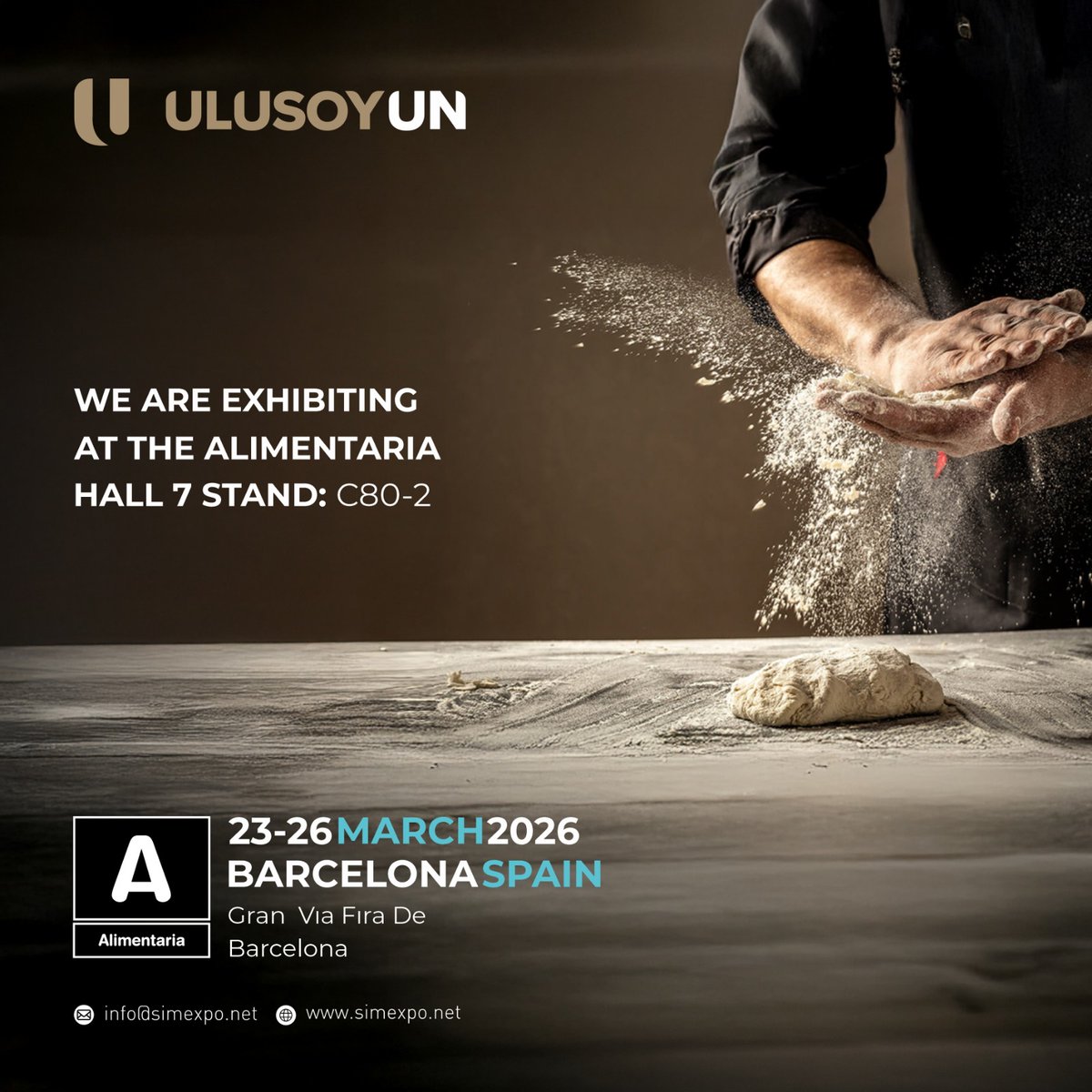23-26 Mart 2026 tarihleri arasında İspanya'nın Barselona kentinde düzenlenecek olan Alimentaria &amp; Hostelco Fuarı'nda, ULUSOY UN , 2026 yılı için  yerini almıştır. #alimentariabarcelona2026 #ulusoyun