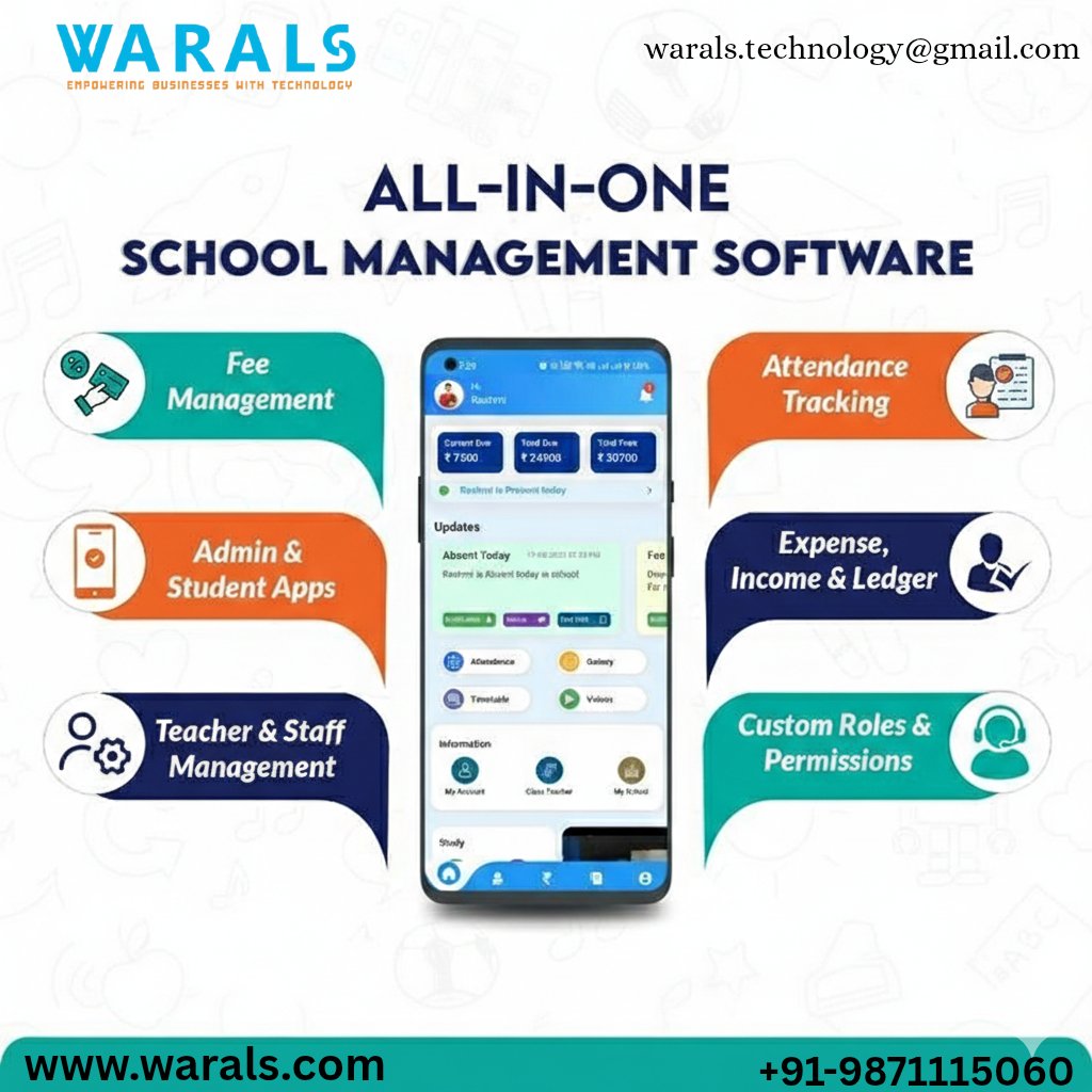 WaralsT's tweet photo. Upgrade your school with Warals School Management System 🎓
Admissions, exams, fees, and student records — all in one secure platform.
Smart schools choose digital management.
📞 +91 9871115060
🌐 https://t.co/VxfgE7uZVI⁠� https://t.co/HkRVjy9U5h