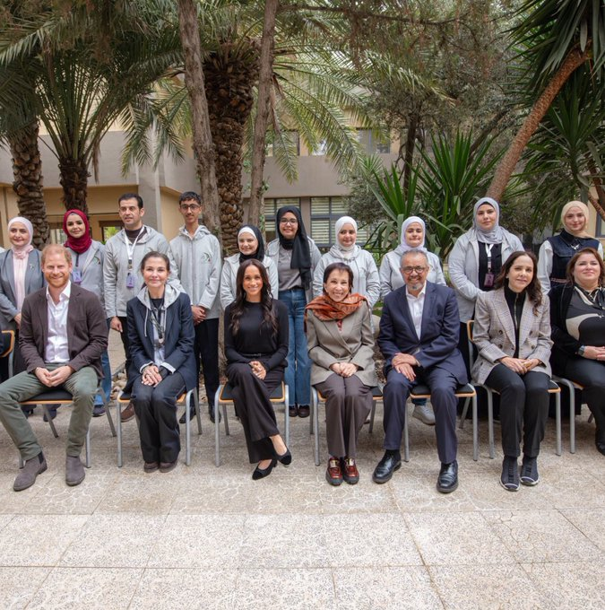 DBrown99944's tweet photo. Prince Harry, Duchess Meghan and Dr Tedros visited the Jordanian Hashemite Fund for Human Development (JOHUD) hosted by HRH Princess Basma bint Talal.

#PrinceHarry #HarryandMeghaninJordan #WHO #ArchewellPhilanthropies https://t.co/MXbicvd503