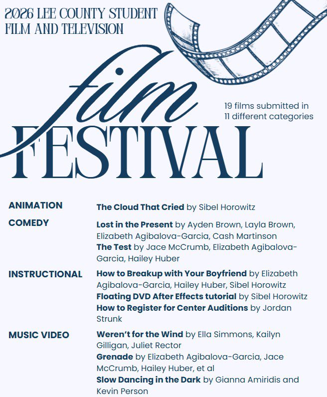 CLHS_Media's tweet photo. Congrats to the student filmmakers @CypressLakeHigh  We submitted 19 films in 11 categories for the @LeeSchools Student Film and Television Awards competition. Good luck to everyone who participated. @LeeCountyCTE https://t.co/vG5wtE571q