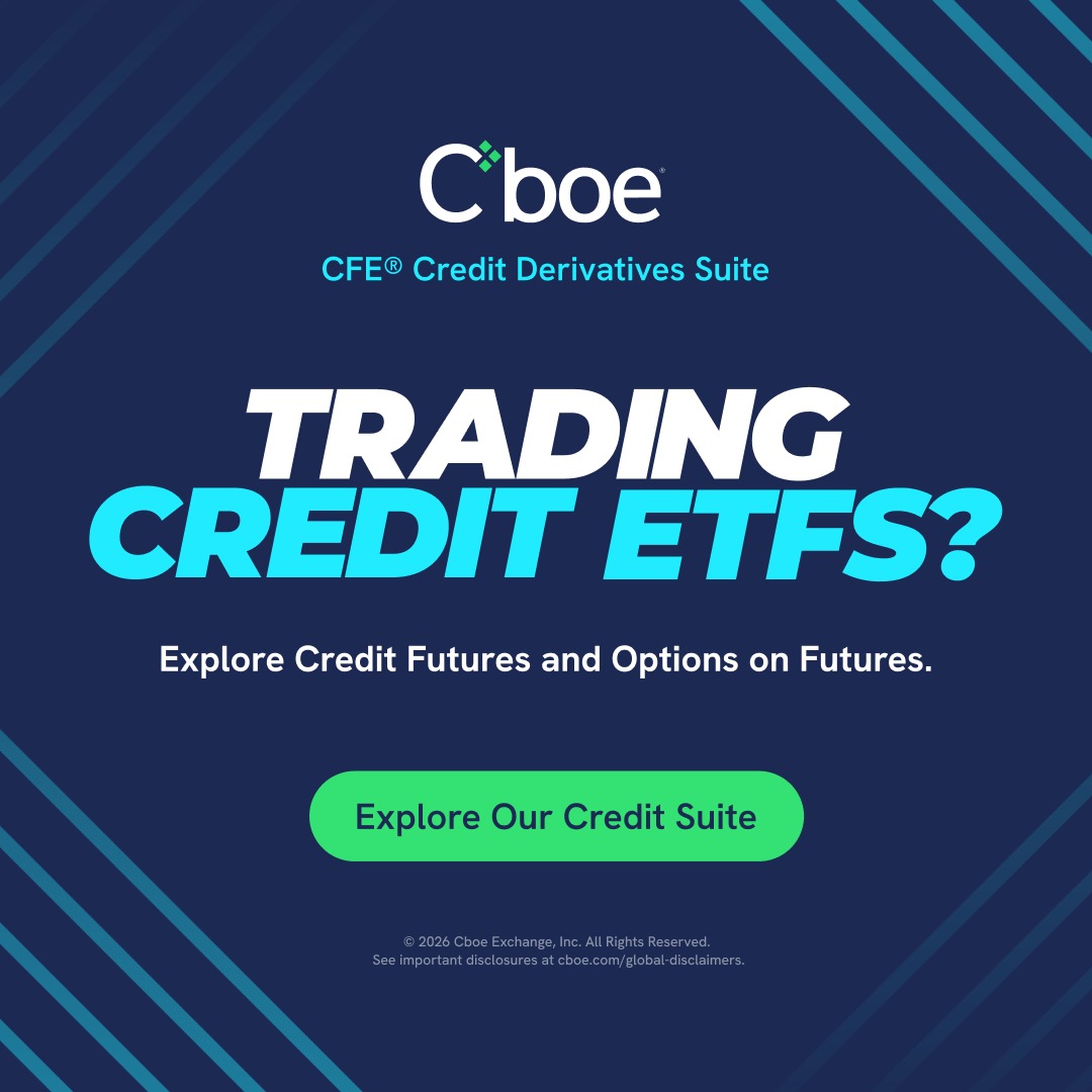 Cboe's tweet photo. Discover how credit futures can enhance your fixed income trading strategy. Learn more: