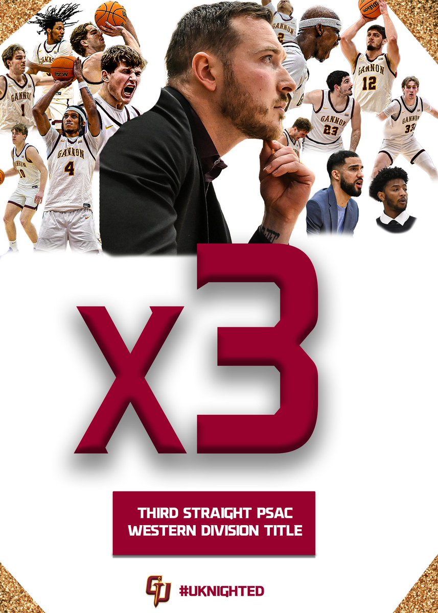 GANNON_MBB's tweet photo. x3⚔️

We've secured our third straight PSAC Western Division title🏀 https://t.co/3G3xBRlWk0
