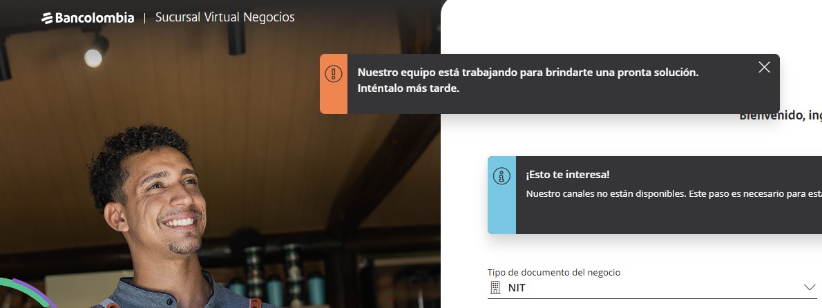 alejabedoyal's tweet photo. @Bancolombia Cinco días sin que la plataforma funcione.
@sicsuper Que solución hay para los usuarios de empresas y personas que no hemos podido tener acceso a los servicios y al dinero por las fallas de Bancolombia? https://t.co/0C9suLqp2I
