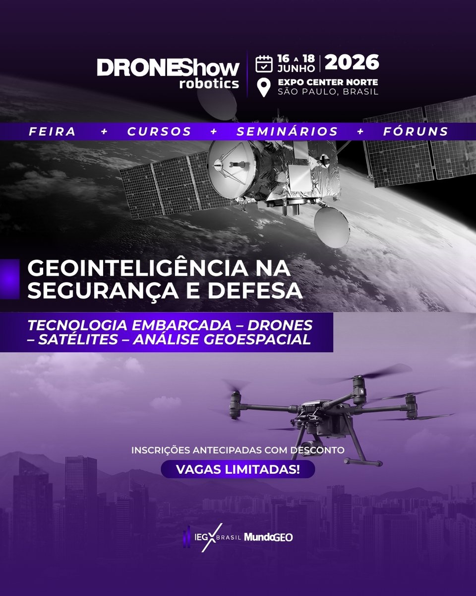 A feira SpaceBR Show terá um Fórum dedicado ao uso da GeoInteligência na Segurança e Defesa. A inscrição com 40% 0ff vai somente até esta sexta-feira (27/2) e as vagas são limitadas! mundogeo.com/2026/02/02/fei…