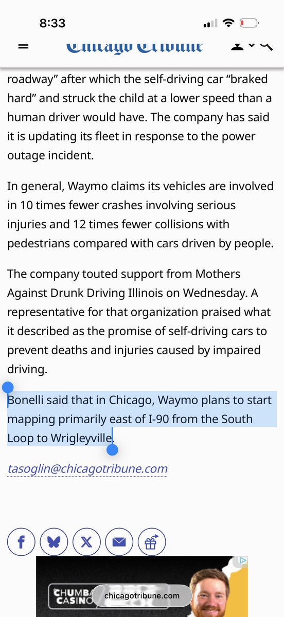 tnertz's tweet photo. Nice future @Waymo coverage area 

@BonelliSays said “mapping primarily east of I-90 from the South Loop to Wrigleyville” https://t.co/UuDvqZZMn8