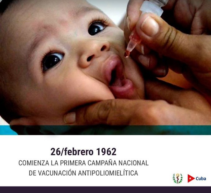 ♥️🇨🇺 El 26 de febrero de 1962 Cuba inició la campaña de vacunación antipolio.
⚕️Con movilización popular, colaboración internacional y voluntad política, se inmunizaron más de 2 millones de niños.

✊ #CubaPorLaVida fue el primer país de América Latina en eliminar la enfermedad.
